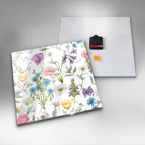 Kwadratowy zegar Kompozycja Kwiatów