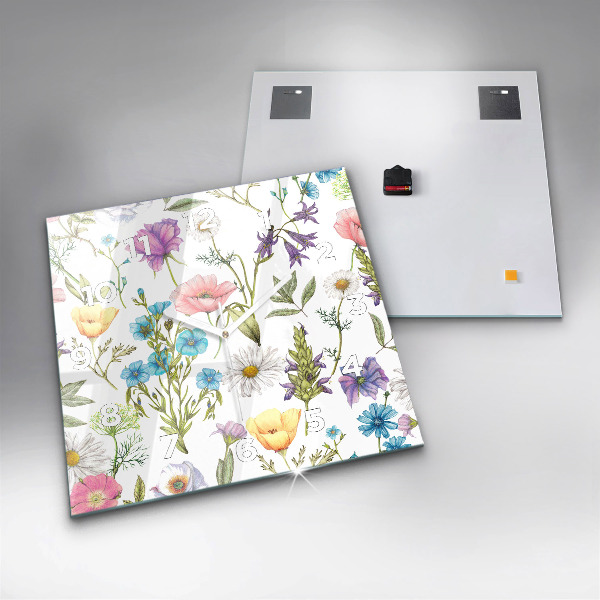 Kwadratowy zegar Kompozycja Kwiatów