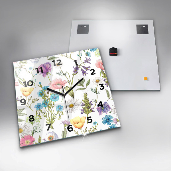 Kwadratowy zegar Kompozycja Kwiatów