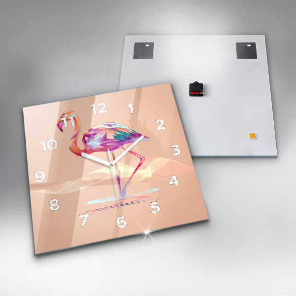 Kwadratowy zegar Ilustracja flaminga