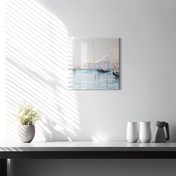 Kwadratowy zegar Obraz olejny jacht morze