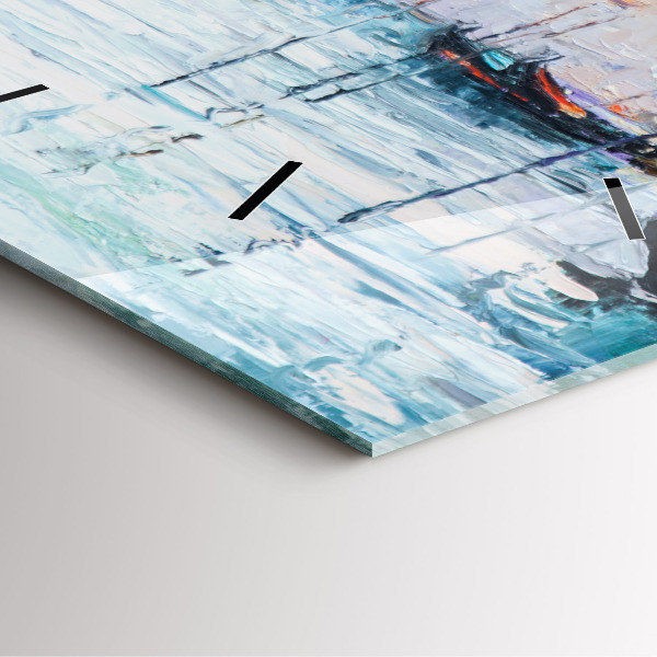 Kwadratowy zegar Obraz olejny jacht morze