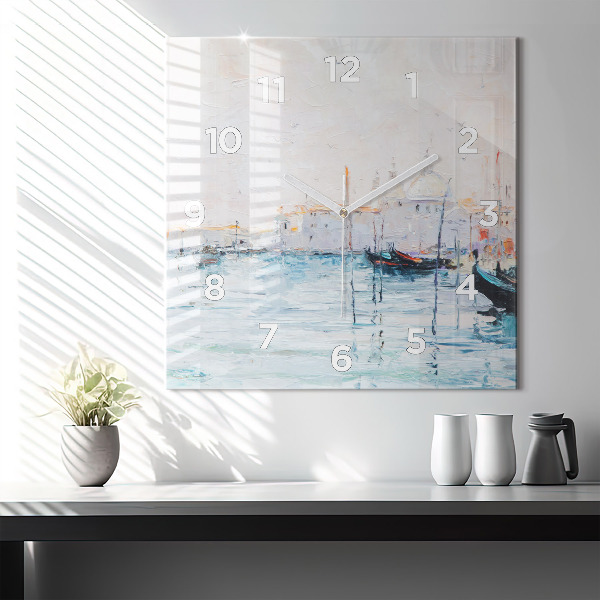 Kwadratowy zegar Obraz olejny jacht morze