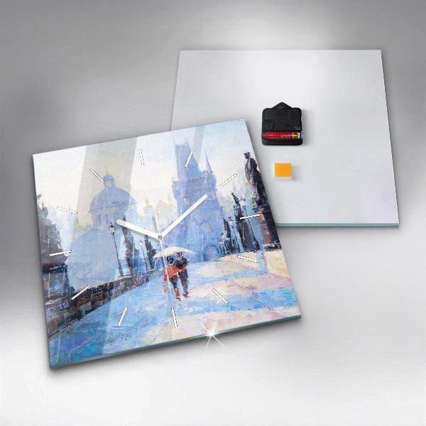 Kwadratowy zegar Olejna sztuka