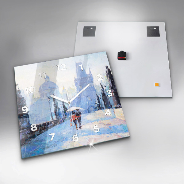 Kwadratowy zegar Olejna sztuka