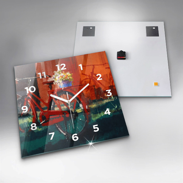 Zegar na ścianę kwadratowy Malowany rower