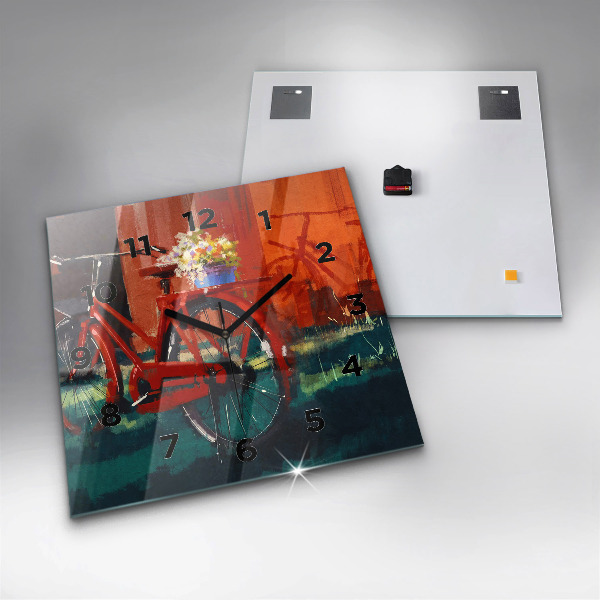 Zegar na ścianę kwadratowy Malowany rower