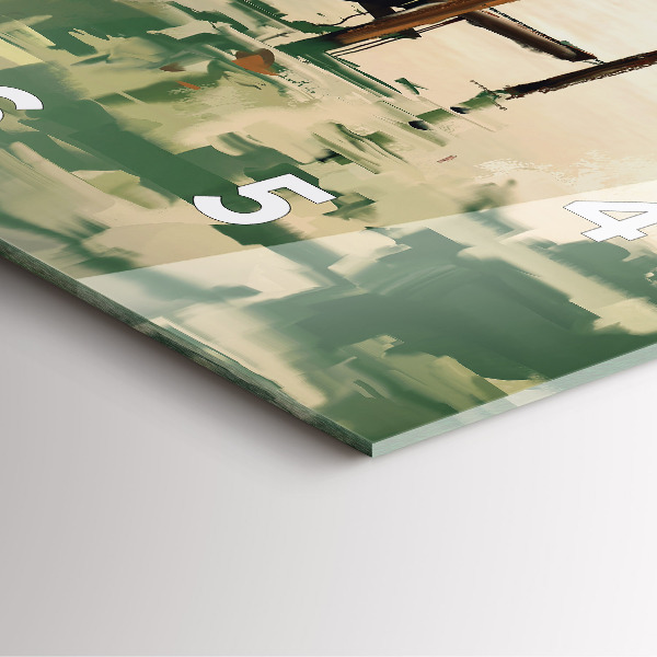 Kwadratowy zegar Łodzie rybackie w porcie