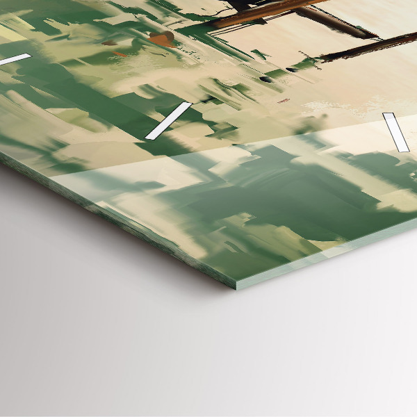 Kwadratowy zegar Łodzie rybackie w porcie