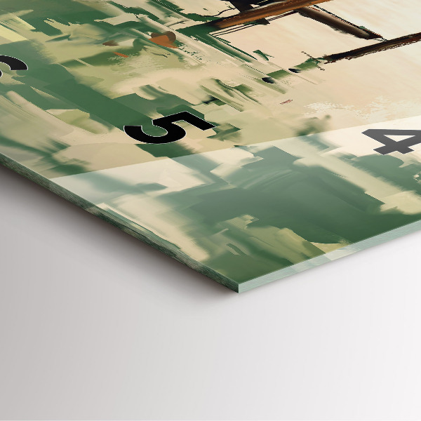 Kwadratowy zegar Łodzie rybackie w porcie