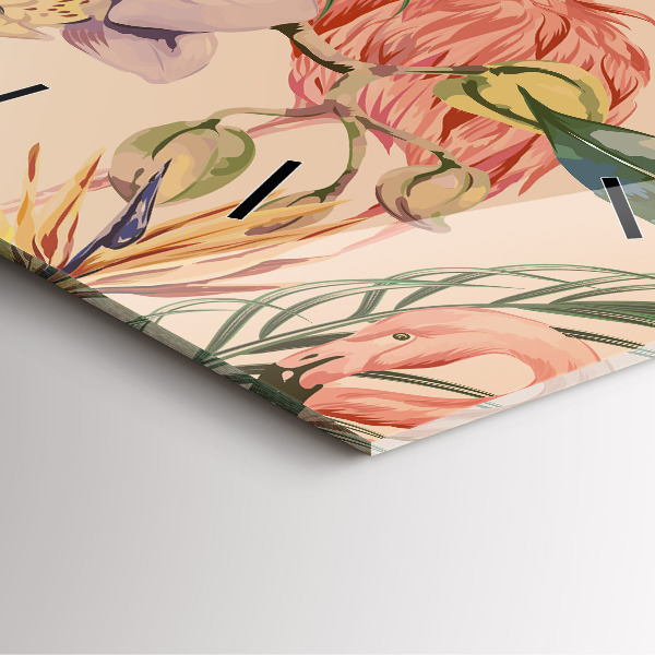 Zegar na ścianę kwadratowy Tropikalne liście palmowe