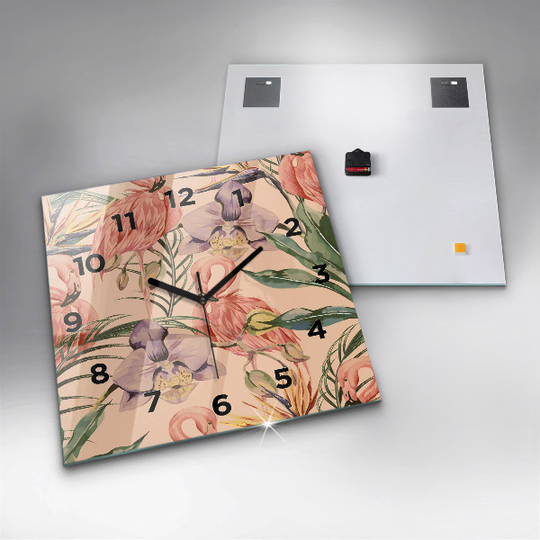 Zegar na ścianę kwadratowy Tropikalne liście palmowe