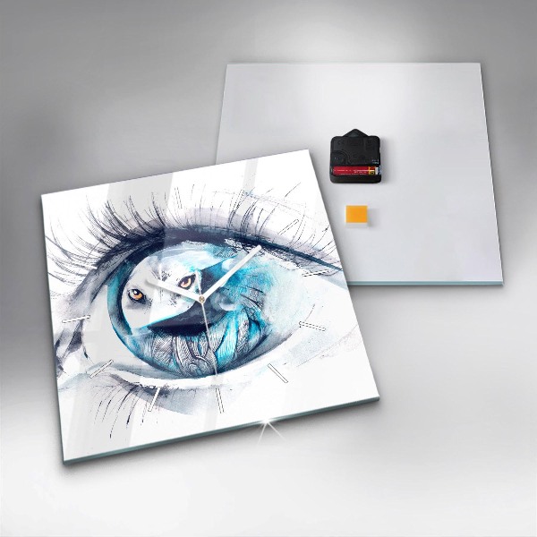 Kwadratowy zegar Ilustracja wilczy wzrok