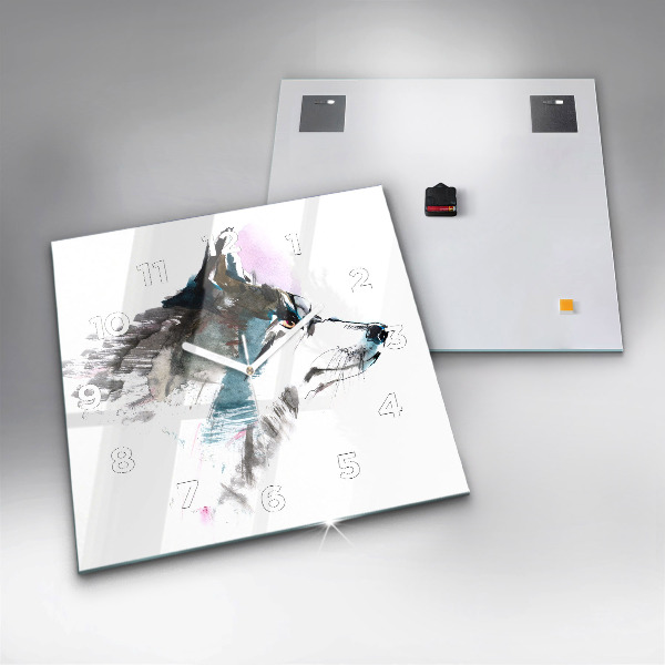 Kwadratowy zegar Profil malowanego wilka
