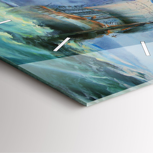 Kwadratowy zegar Statek na wodzie