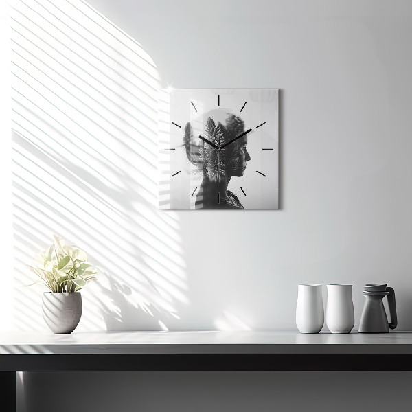 Kwadratowy zegar Portret kobiety