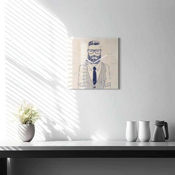 Kwadratowy zegar Mężczyzna z brodą