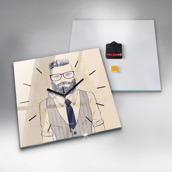 Kwadratowy zegar Mężczyzna z brodą