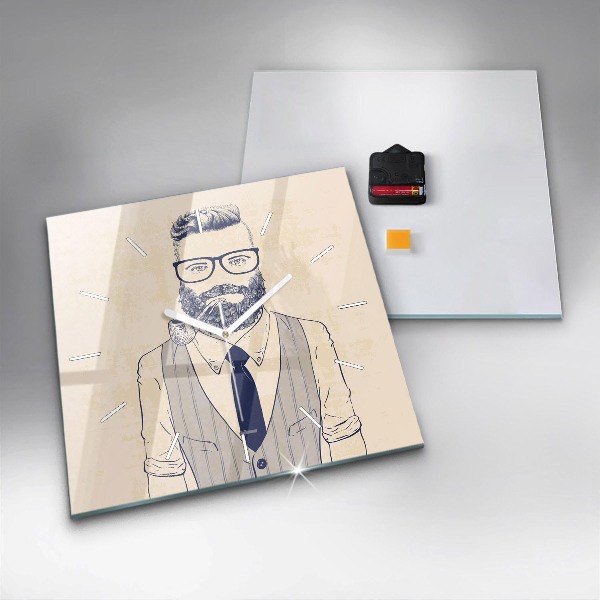 Kwadratowy zegar Mężczyzna z brodą