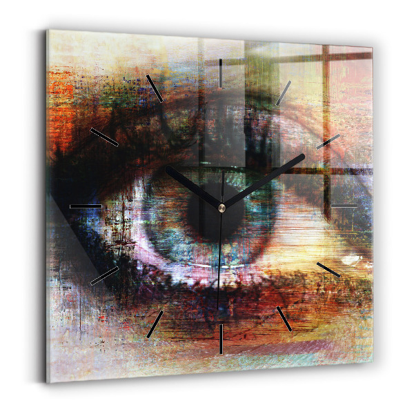 Kwadratowy zegar Sztuka uliczna Oko