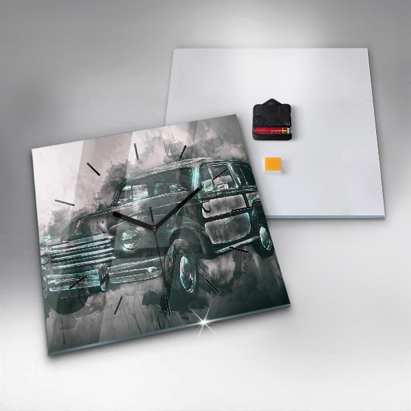 Kwadratowy zegar Samochód Old-School
