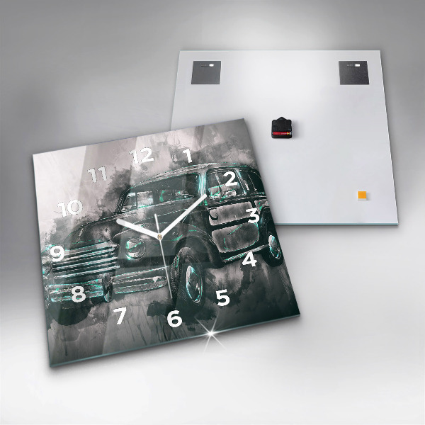Kwadratowy zegar Samochód Old-School