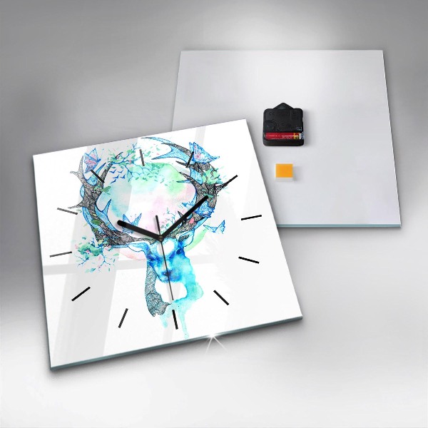 Kwadratowy zegar Ilustracja jelenia