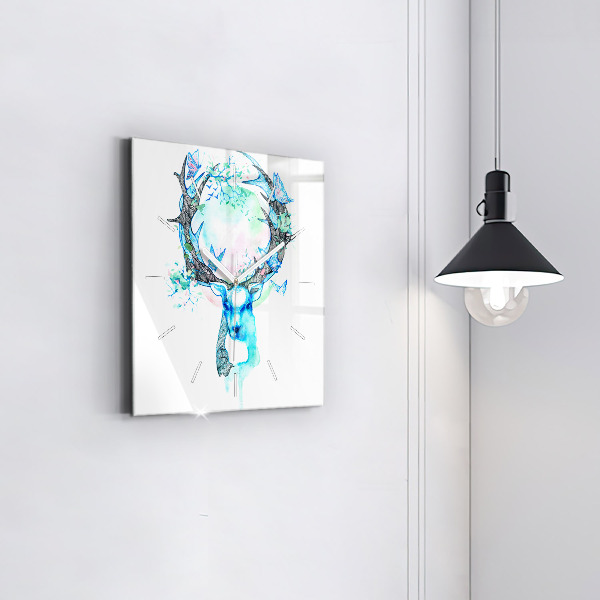 Kwadratowy zegar Ilustracja jelenia