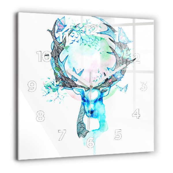 Kwadratowy zegar Ilustracja jelenia