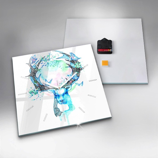 Kwadratowy zegar Ilustracja jelenia