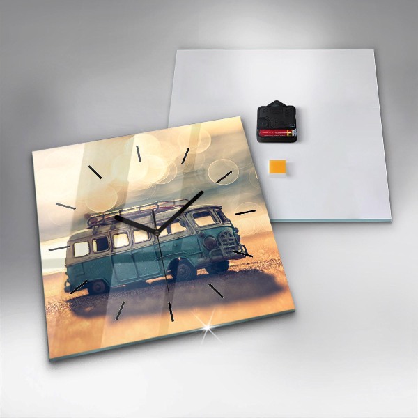 Kwadratowy zegar Kamper na plaży