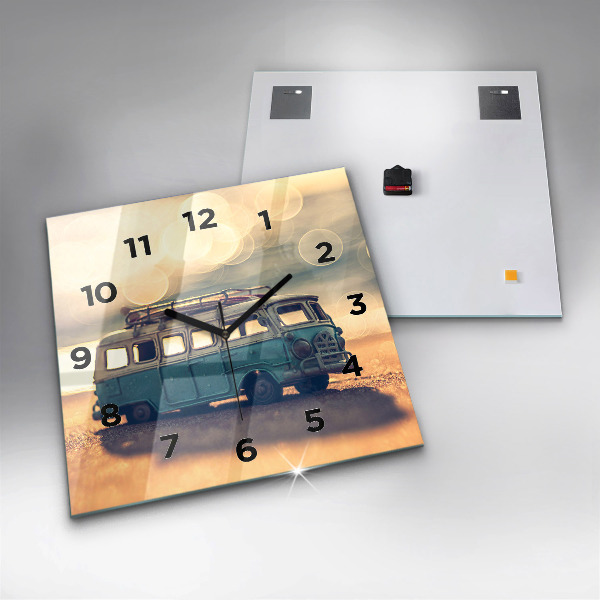 Kwadratowy zegar Kamper na plaży