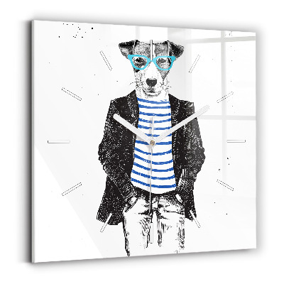 Kwadratowy zegar Pies w ciele człowieka