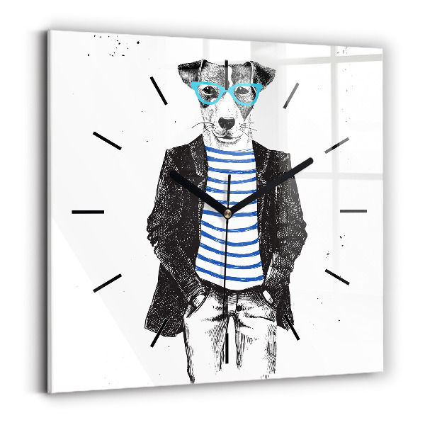 Kwadratowy zegar Pies w ciele człowieka