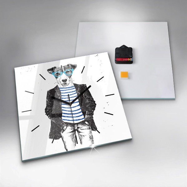 Kwadratowy zegar Pies w ciele człowieka