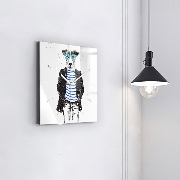 Kwadratowy zegar Pies w ciele człowieka