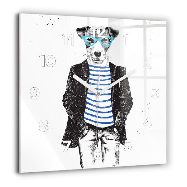 Kwadratowy zegar Pies w ciele człowieka