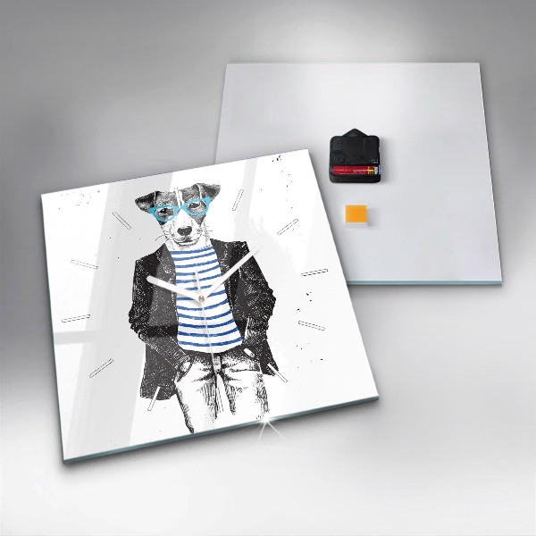 Kwadratowy zegar Pies w ciele człowieka