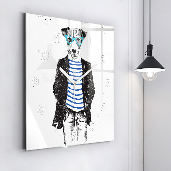 Kwadratowy zegar Pies w ciele człowieka
