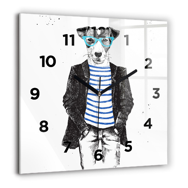 Kwadratowy zegar Pies w ciele człowieka