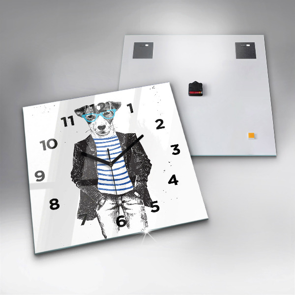 Kwadratowy zegar Pies w ciele człowieka