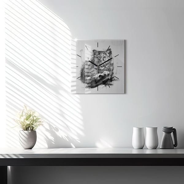 Kwadratowy zegar Malowany lew