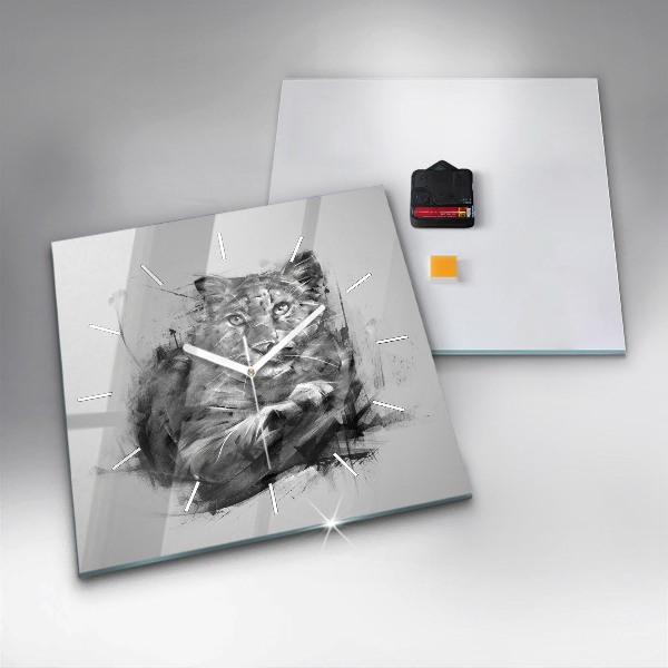 Kwadratowy zegar Malowany lew
