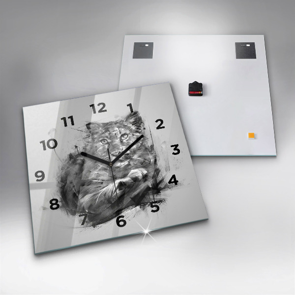 Kwadratowy zegar Malowany lew