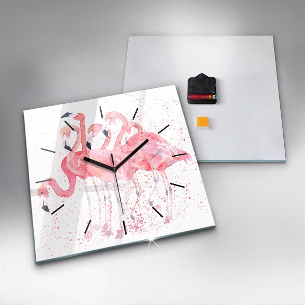 Kwadratowy zegar Grono Flamingów