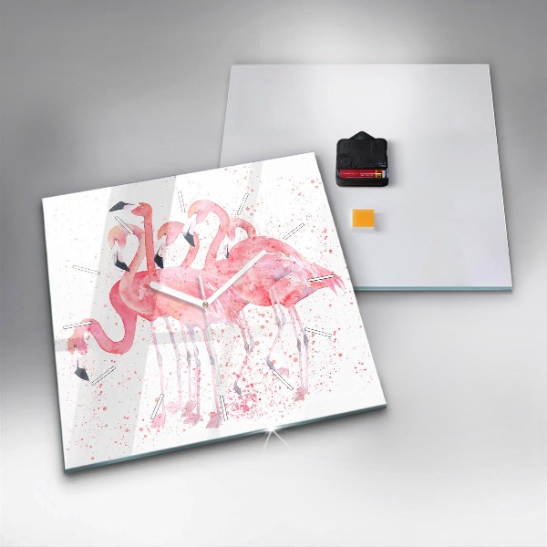 Kwadratowy zegar Grono Flamingów