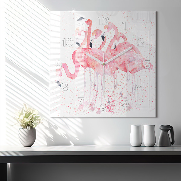 Kwadratowy zegar Grono Flamingów
