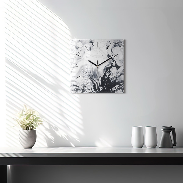 Kwadratowy zegar Abstrakcja Tusz Marmur