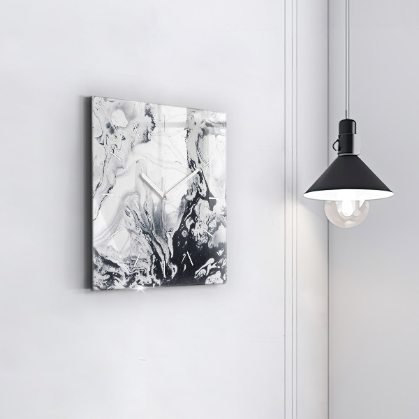 Kwadratowy zegar Abstrakcja Tusz Marmur