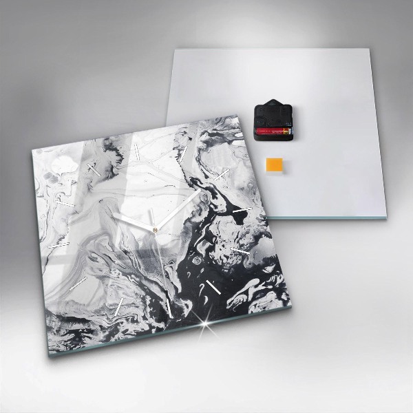 Kwadratowy zegar Abstrakcja Tusz Marmur